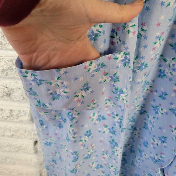 Pink by Kmart Robe 3X Plus Blue Floral Snap Front Embroidered FLO297E - Picture 6 of 13
